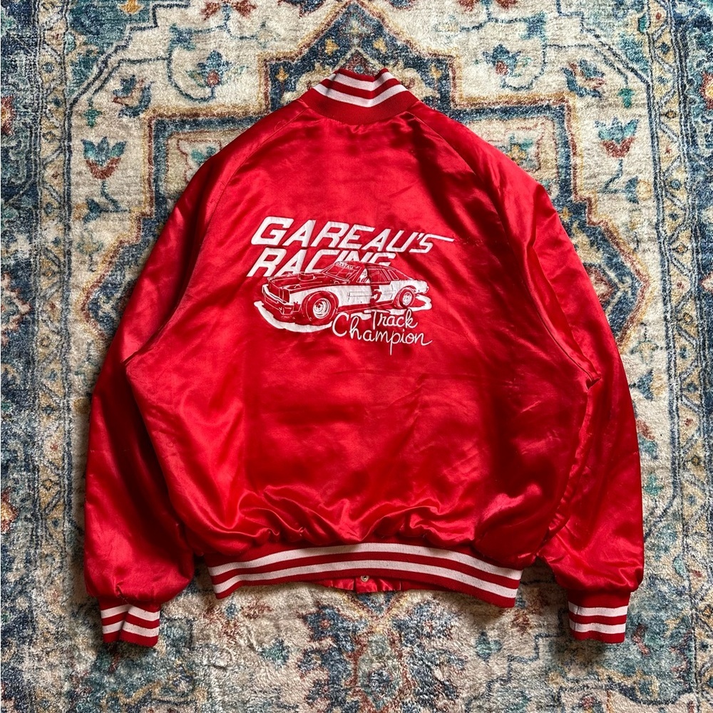 Vintage 1970s Brewerton Speedway Racing Satin Jacket Large - Picture 1 of 12